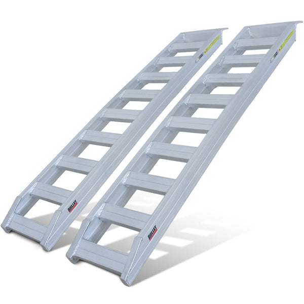 Bullet Pair Of 2.3M Aluminium Loading Ramps 4000Kg Total Capacity Heavy Duty Safety Pins For Car 4X4 Ride On Mower Atv Mini Excavator Motorbike Ramps