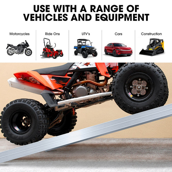 Bullet Pair Of 2.3M Aluminium Loading Ramps 4000Kg Total Capacity Heavy Duty Safety Pins For Car 4X4 Ride On Mower Atv Mini Excavator Motorbike Ramps
