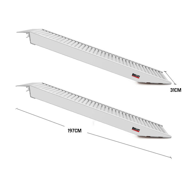 Bullet Pair Of 2M Aluminium Loading Ramps 3310Kg Capacity Motorbike Ramps