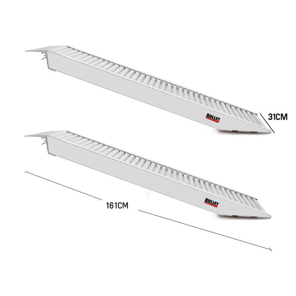 Bullet Pair Of 1.6M Aluminium Loading Ramps 4050Kg Capacity Motorbike Ramps