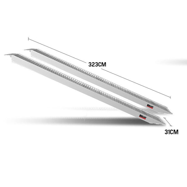 Bullet Pair Of 3.2M Aluminium Loading Ramps 1820Kg Capacity Motorbike Ramps