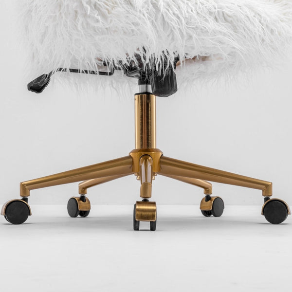 Fluffy Office Chair Faux Fur Modern Swivel Desk For Women And Girls White Office Chairs