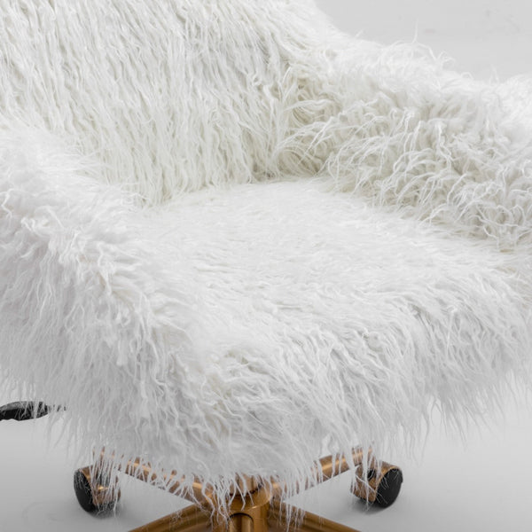 Fluffy Office Chair Faux Fur Modern Swivel Desk For Women And Girls White Office Chairs