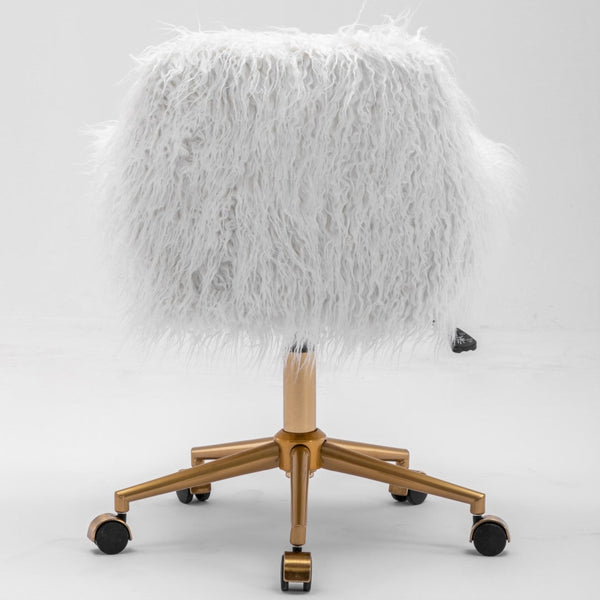Fluffy Office Chair Faux Fur Modern Swivel Desk For Women And Girls White Office Chairs