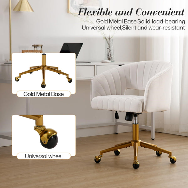 Velvet Home Office Chair Beige Office Chairs