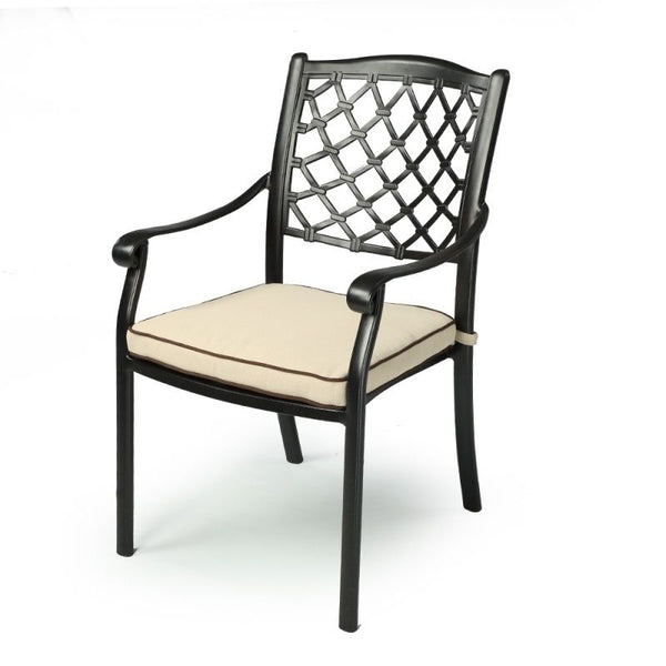 Fiji Metal Outdoor Dining Chair With Cushions (1 Pair) Dining Chairs