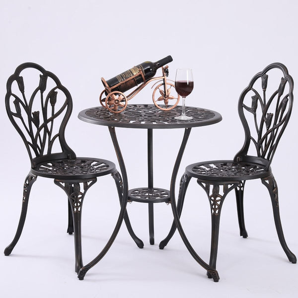 2 Seater Dominique Cast Aluminium Bistro Set Patio Chairs