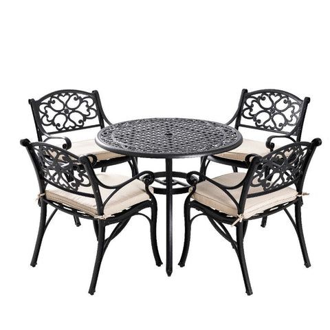 Channel Enterprises Marco Aluminium 5 Pce Setting(Cat 090 Balck+2 X Cac 042)) Patio Furniture Sets