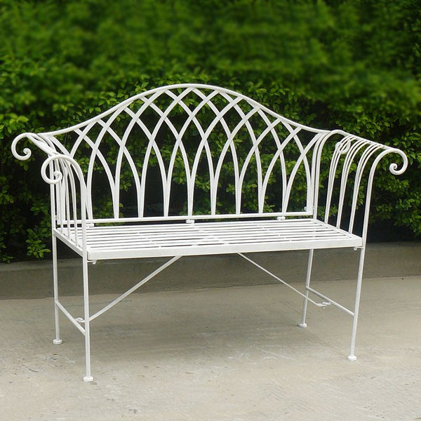 White Lavinia Iron Outdoor Bench Patio Benches
