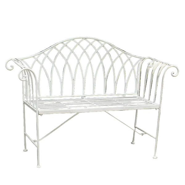 White Lavinia Iron Outdoor Bench Patio Benches