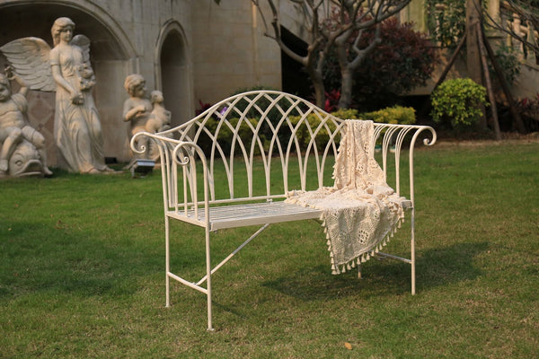 White Lavinia Iron Outdoor Bench Patio Benches