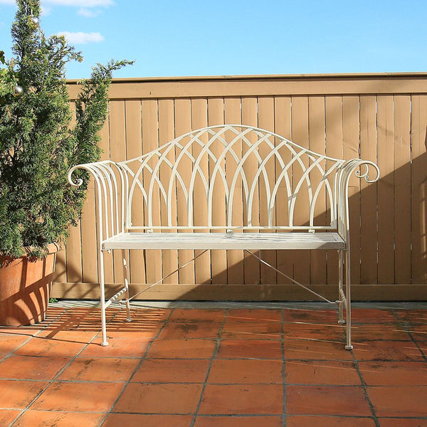 White Lavinia Iron Outdoor Bench Patio Benches