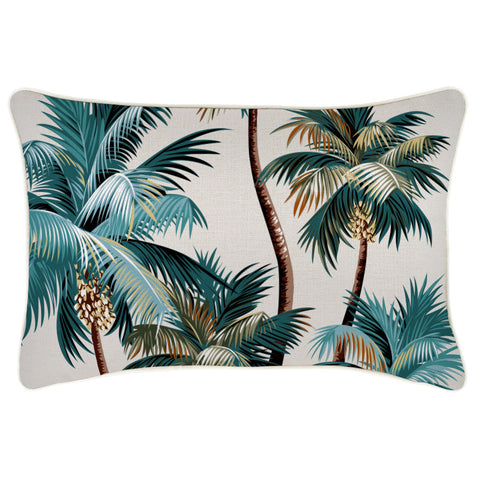 Cushion Cover With Piping Palm Trees Natural 35Cm X 50Cm Cushion Covers