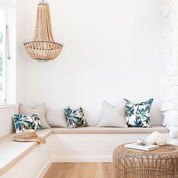 Cushion Cover With Piping Palm Trees Natural 35Cm X 50Cm Cushion Covers