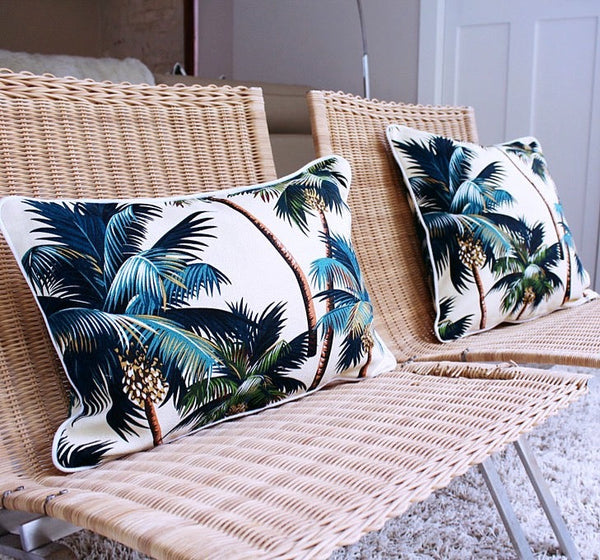 Cushion Cover With Piping Palm Trees Natural 35Cm X 50Cm Cushion Covers