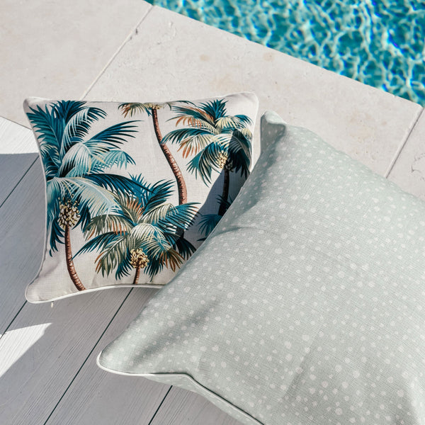 Cushion Cover With Piping Palm Trees Natural 45Cm X Cushion Covers