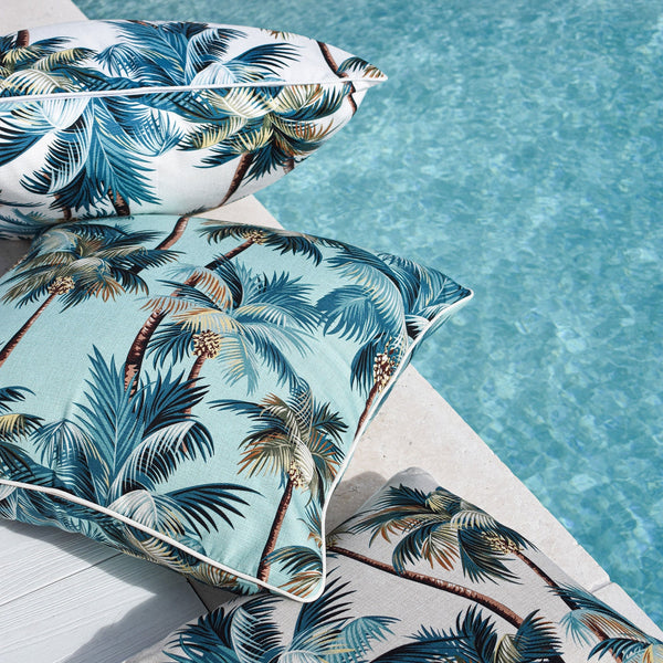Escape To Paradise 1 Sets Of Cushion Cover With Piping Palm Trees Natural 60Cm X Cushion Covers