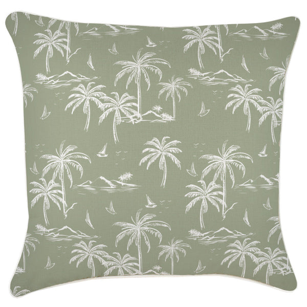 Cushion Cover With Piping Postcards Sage 60Cm X 60Cm Cushion Covers