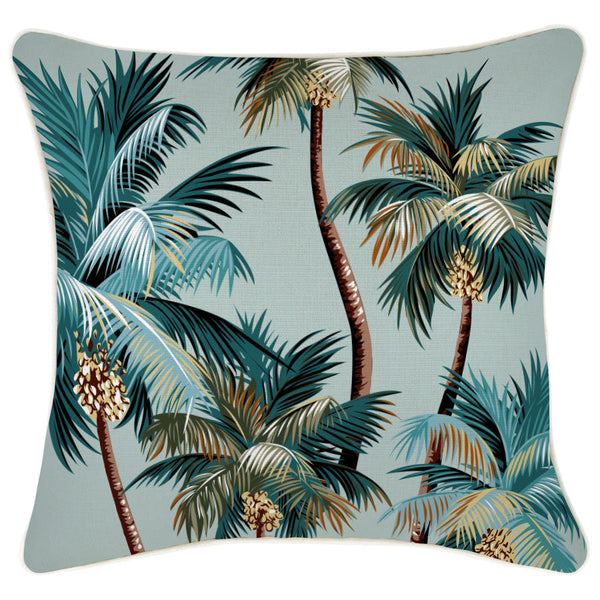 Cushion Cover With Piping Palm Trees Seafoam 45Cm X Cushion Covers