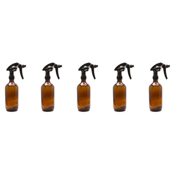 Kitchee 5X 500Ml Amber Glass Spray Bottle + Trigger Reusable Oil Dispenser Oil & Vinegar Dispensers