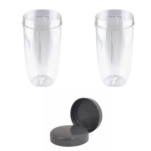 For Nutribullet 2 Tall Cups + 2 Stay Fresh Lid For Nutri 600 And 900 Models Handheld Blenders