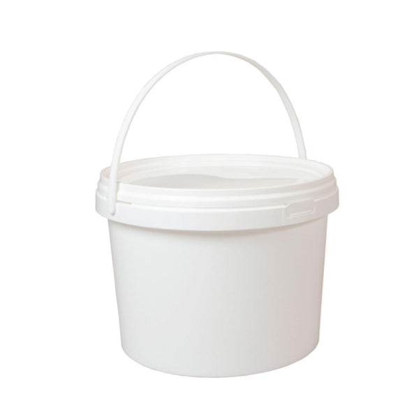 Bulk 10X 5L Plastic Buckets + Lids Empty White With Handle Large Food Pail Handheld Blenders