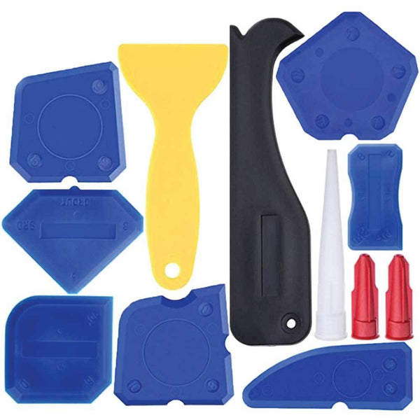 Tooleroo 12 Piece Plastic Sealant Scraper Tools Finishing Grout Silicone Caulking Remover Hand Tool Sets