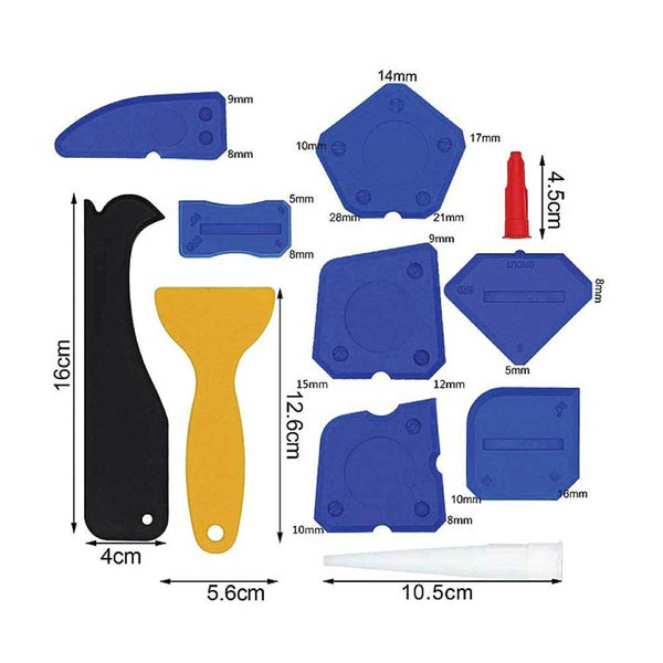 Tooleroo 12 Piece Plastic Sealant Scraper Tools Finishing Grout Silicone Caulking Remover Hand Tool Sets