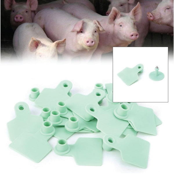 100X Cattle Ear Tags 6X7cm Set Medium Green Blank Cow Sheep Livestock Label Livestock Ear Tags