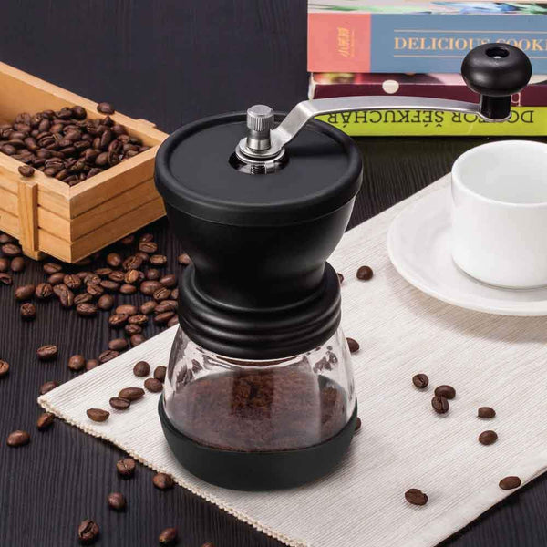 Coffee Bean Grinder Manual Hand Stainless Ceramic Burr Core Glass Jar Nut Mill Coffee Grinders