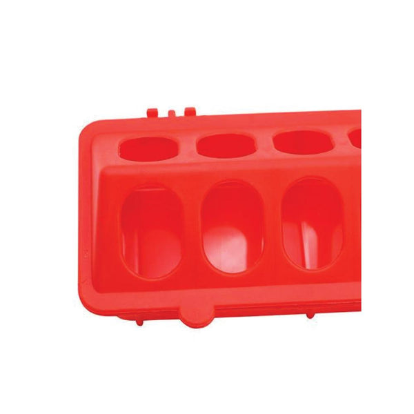 Backyard Poultry Feeders Rooster Farms 50Cm Long Poultry Feeder Chicken Feeding Trough Red Plastic Flip Top Container