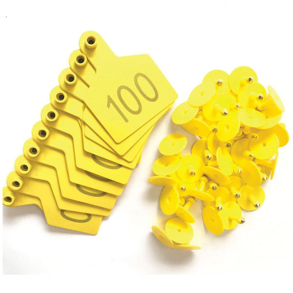 1 100 Cattle Number Ear Tags 7.5X10cm Set Xl Yellow Cow Sheep Livestock Labels Livestock Ear Tags
