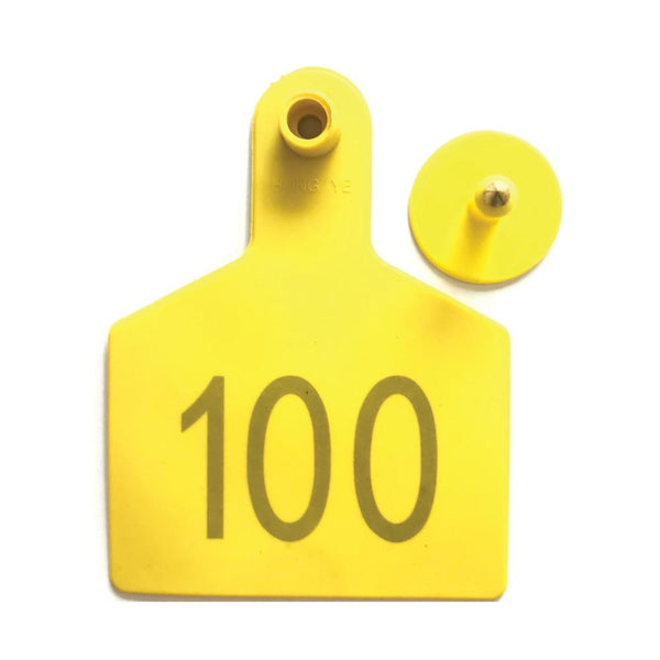 1 100 Cattle Number Ear Tags 7.5X10cm Set Xl Yellow Cow Sheep Livestock Labels Livestock Ear Tags