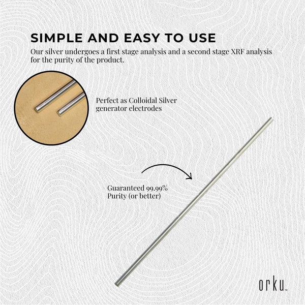 Veile Studios Orku 2X 8" Silver Rods 12 Gauge 99.99% High Purity Fine Soft Wire Colloidal Electrode Jewellery Cord & Wire