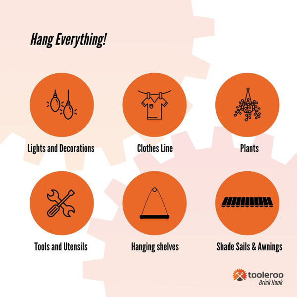 5 Pack 65Mm Brick Hooks Wall Hangers Clips For Pictures Plants Decorations Hooks & Hangers