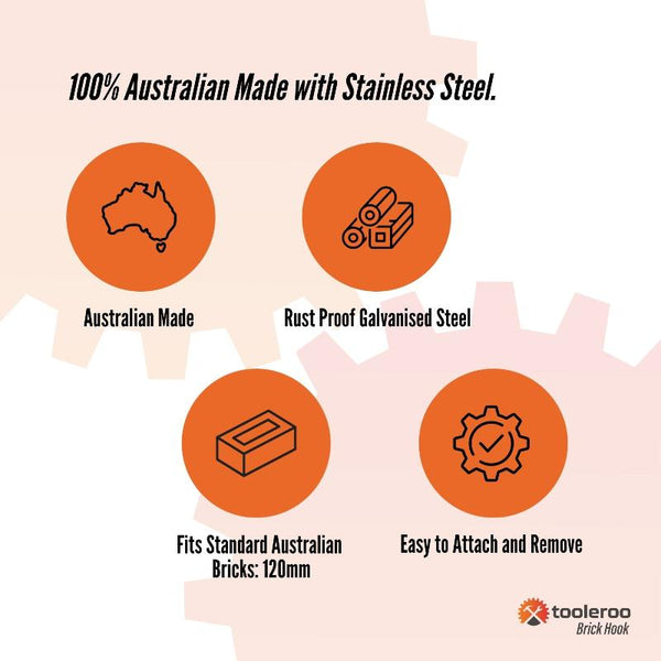 Tooleroo 5 Pack 120Mm (4.7") Brick Hooks Wall Crab Clips Hangers For Pictures Plants Hooks & Hangers