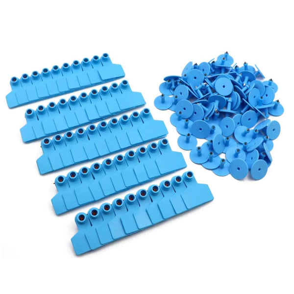 100X Cattle Ear Tags 5X4cm Set Cow Sheep Goat Blue Small Blank Livestock Label Livestock Ear Tags