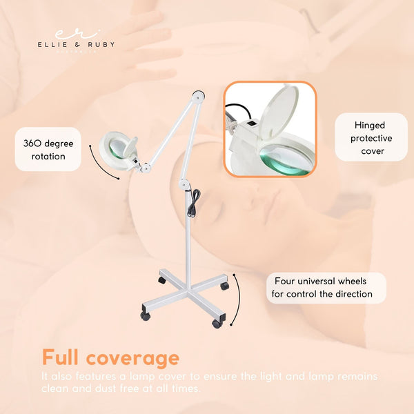 5X Magnifying Lamp Fluorescent Salon Light Glass Beauty Floor Stand Magnifier Salon & Spa Supplies
