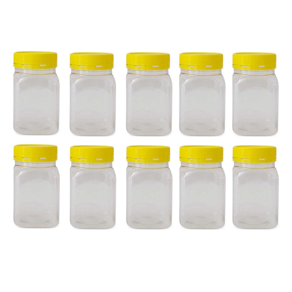 Kitchee 10X 500G Plastic Honey Jars + Lids Square Clear Food Grade Packaging Containers Food Storage Containers