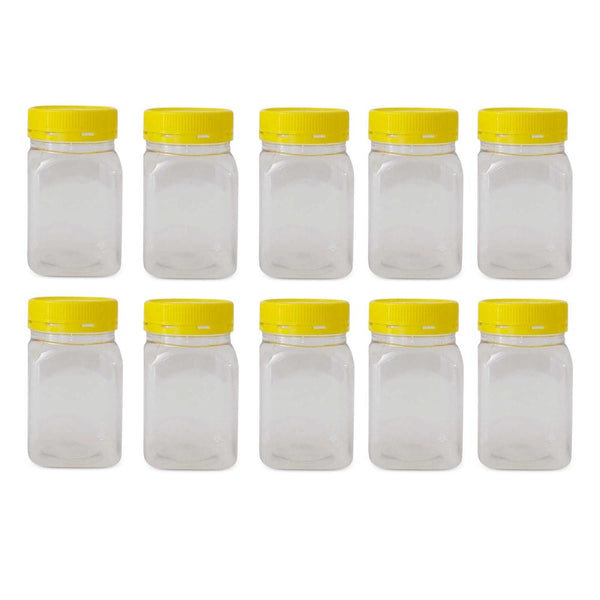 Kitchee 10X 500G Plastic Honey Jars + Lids Square Clear Food Grade Packaging Containers Food Storage Containers
