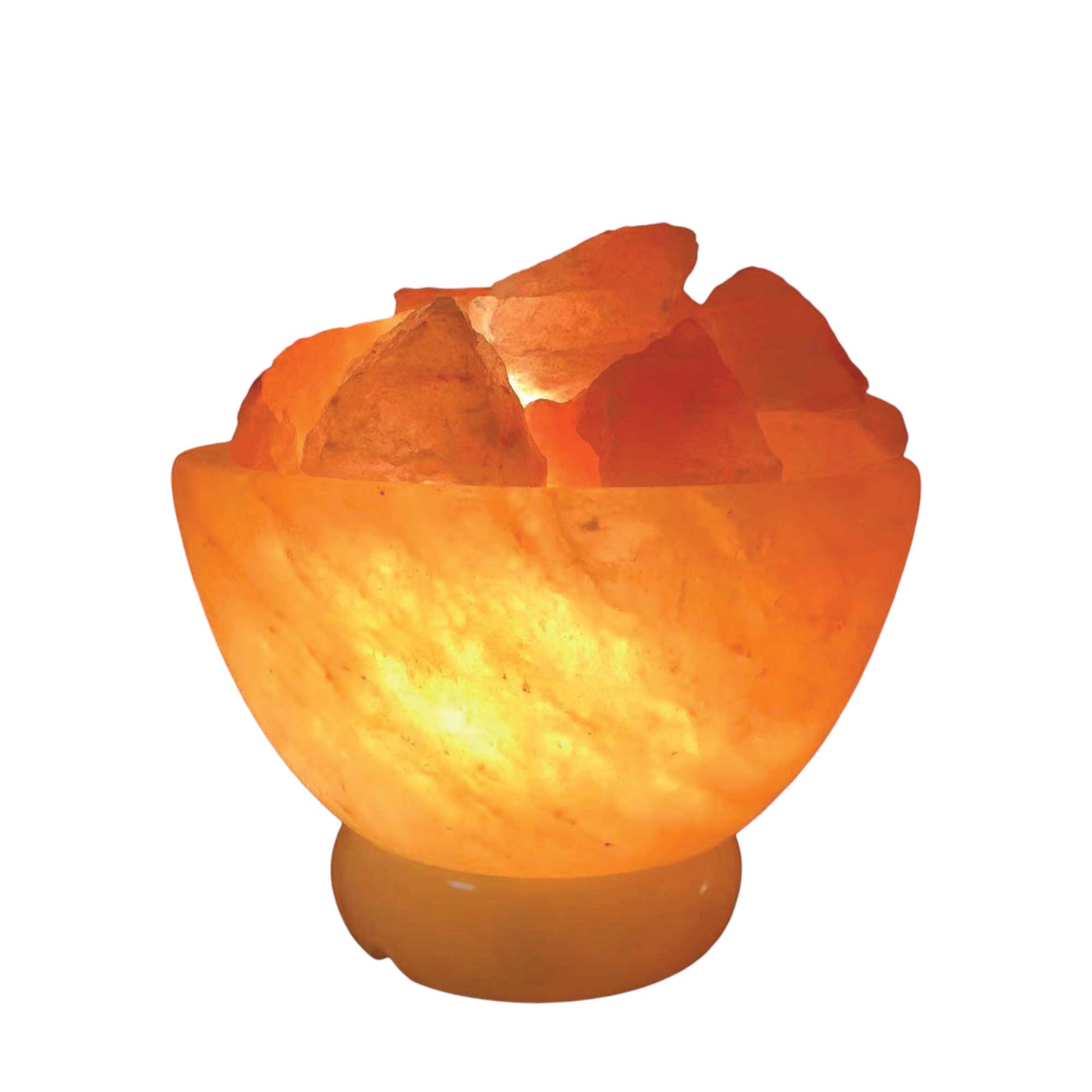 Orku 12V 12W Fire Bowl Himalayan Pink Salt Lamp Carved Rock Crystal Light Bulb On/Off Night Lights