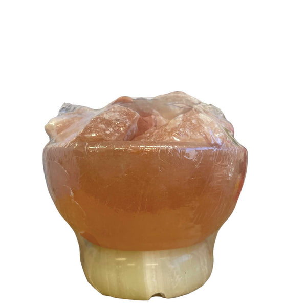 Orku 12V 12W Fire Bowl Himalayan Pink Salt Lamp Carved Rock Crystal Light Bulb On/Off Night Lights