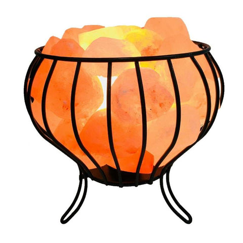 Orku 12V 12W Bud Iron Basket Himalayan Pink Salt Lamp Rock Crystal Light Bulb On/Off Lamps