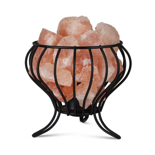 Orku 12V 12W Bud Iron Basket Himalayan Pink Salt Lamp Rock Crystal Light Bulb On/Off Lamps
