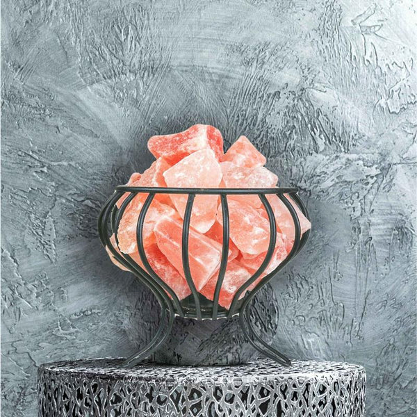 Orku 12V 12W Bud Iron Basket Himalayan Pink Salt Lamp Rock Crystal Light Bulb On/Off Lamps