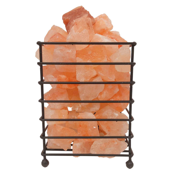 Orku 12V 12W Rectangle Iron Basket Himalayan Pink Salt Lamp Rock Crystal Bulb On/Off Night Lights