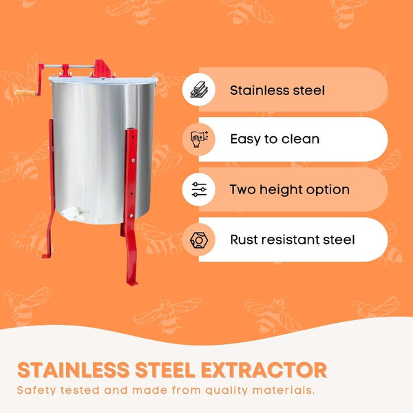 2 Frame Honey Extractor Stainless Manual Spinner Crank Bee Hive Beekeeping Beekeeping Equipment
