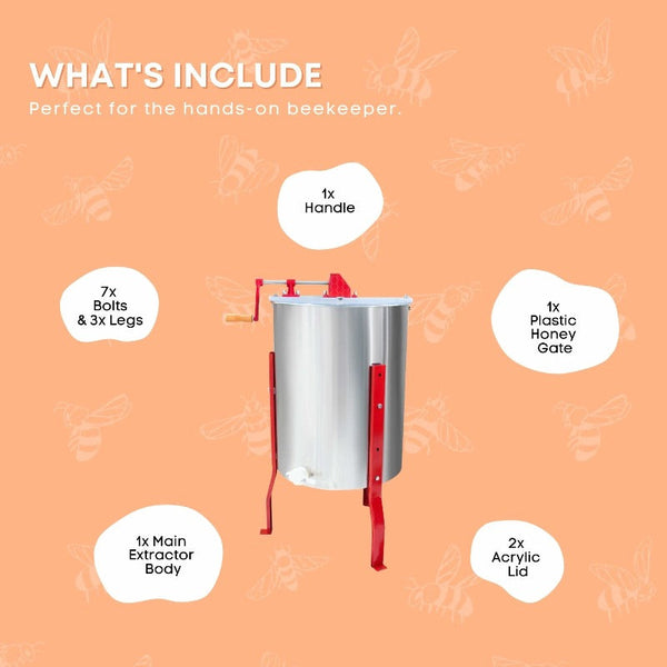 2 Frame Honey Extractor Stainless Manual Spinner Crank Bee Hive Beekeeping Beekeeping Equipment