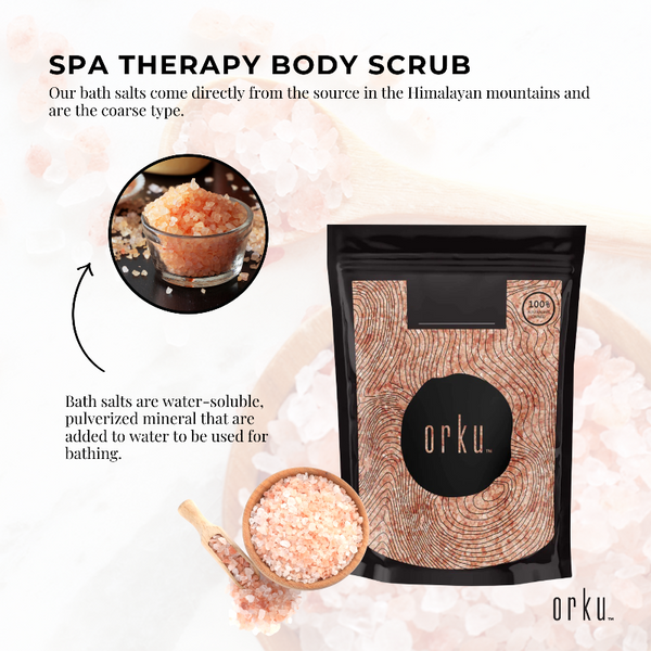 Orku 200G Pink Himalayan Bath Salts Natural Crystal Rocks Spa Therapy Body Scrub Exfoliators & Scrubs