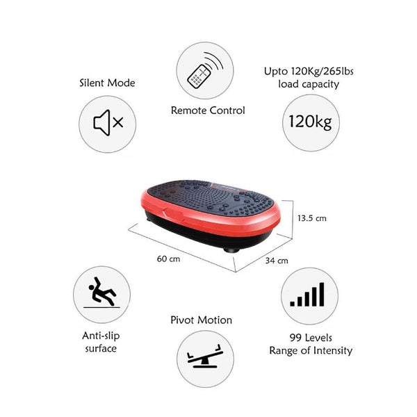 Social Hike Red Mini Vibration Platform Mag + Net Therapy Vibrating Machine Exercise Plate Vibration Machines